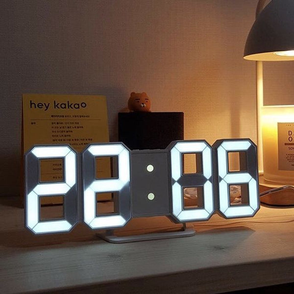 Acrylic Digital 3D White Led Wall & Table Clock